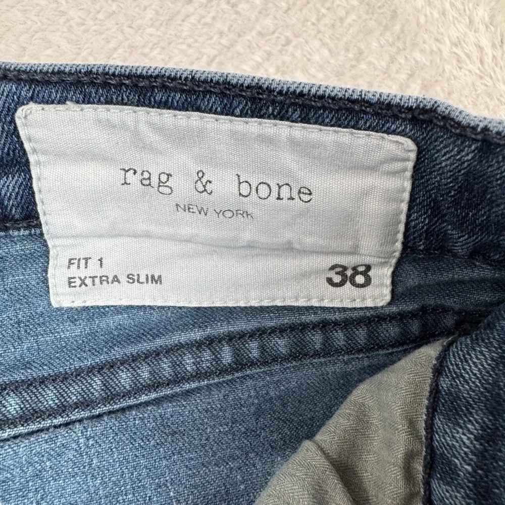 Rag‎ & Bone Fit 1 Extra Slim Jeans Mens 38 Blue Bayview Button Fly Made in USA